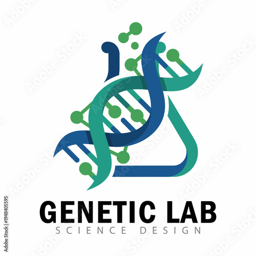 A clear and professional logo design representing a DNA strand intertwined with molecular structures, symbolizing genetics, research, and scientific advancement in the lab.