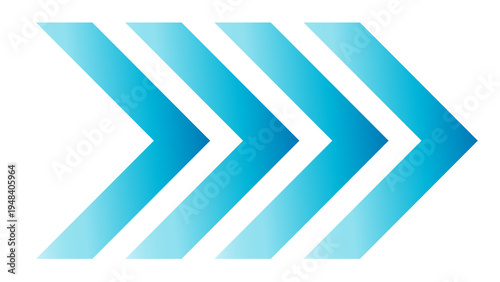 Принти на полотні Four blue chevron arrows pointing right, abstract graphic design, next step conc