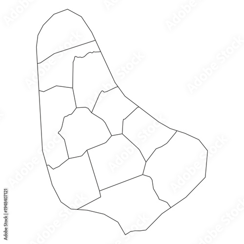 Outline map of Barbados showing administrative divisions