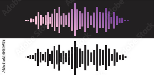 Audio waveform ,equalizer bars, Modern digital sound equalizer visualization graphic, illustrating audio frequency and music signal waves
