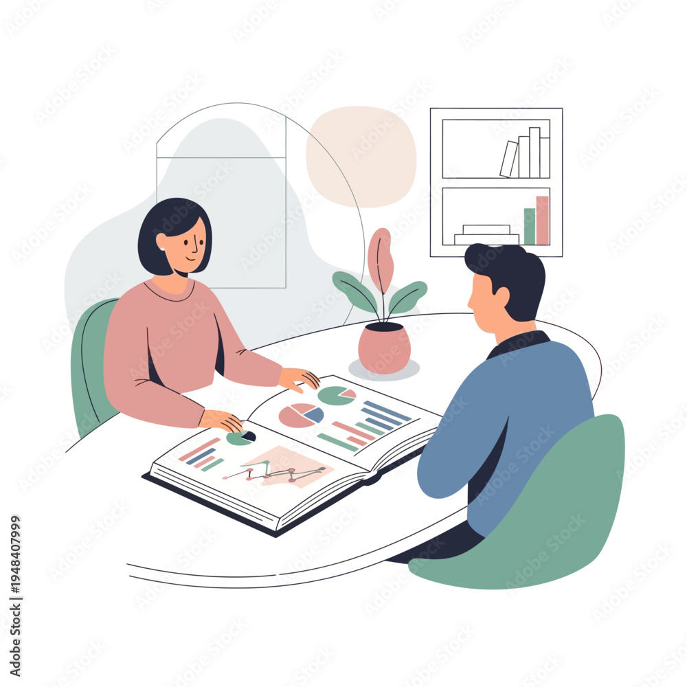 Fototapeta premium Business people discussing data charts.