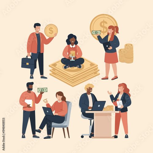 Business people working with money.