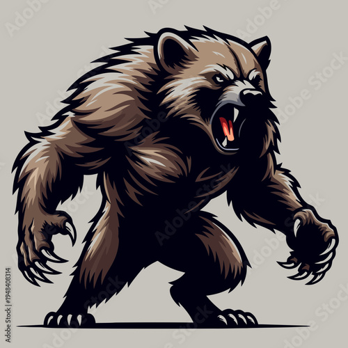Vector illustration of a snarling bear