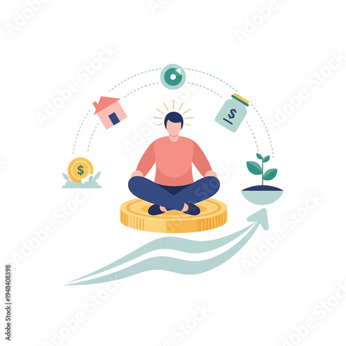 Man meditating in lotus position.