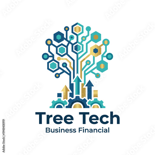 An imaginative tree resembling a circuitry design represents financial growth and technology in business, merging nature and innovation in a visually striking manner.