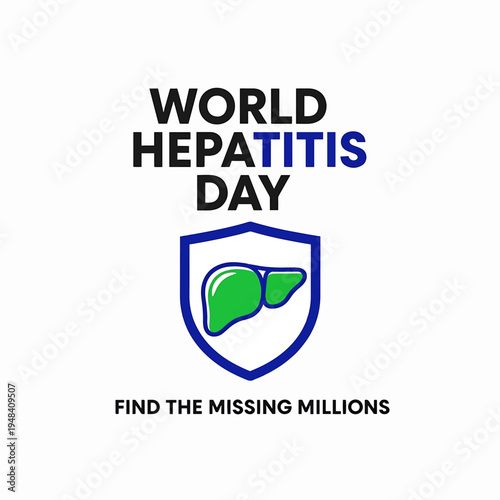 World Hepatitis Day Theme Logo with Shield and Liver Illustration