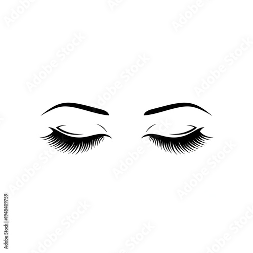 Minimalist Closed Eyelashes Line Art Logo for Beauty Salon