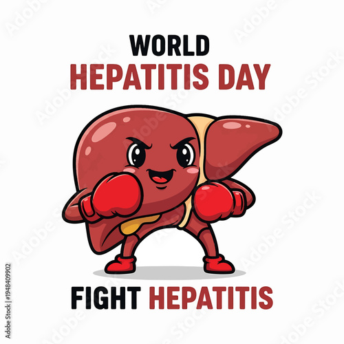 World Hepatitis Day Cartoon Liver Character Fight Hepatitis