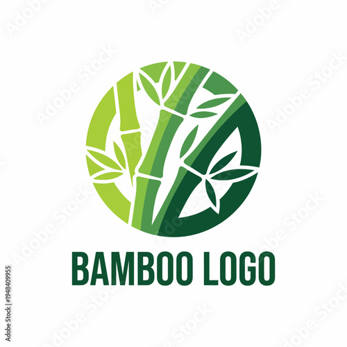 This logo design showcases bamboo elements within a circular shape, emphasizing eco-friendliness and nature, making it ideal for sustainable brands or businesses.