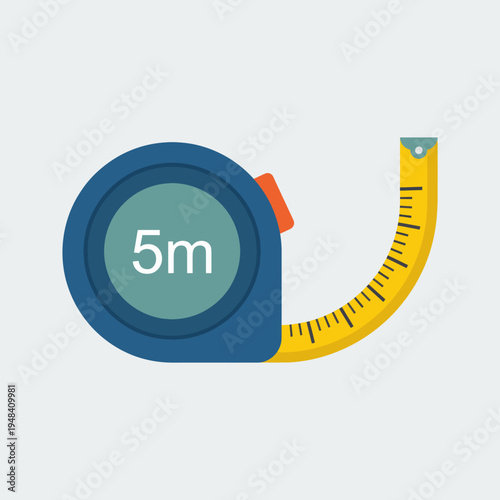 A clean and minimalistic depiction of a measurement tape showing 5 meters, commonly used in construction and design, emphasizing precision and planning.