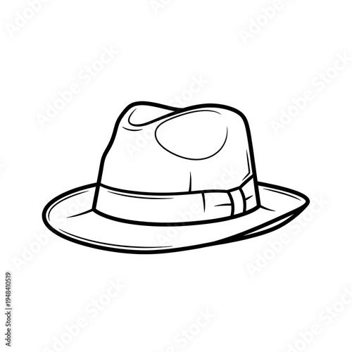 Classic Fedora Hat Line Art Illustration