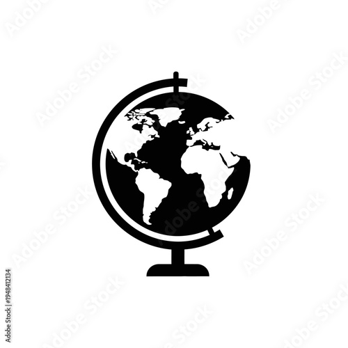 Black and white globe illustration model.