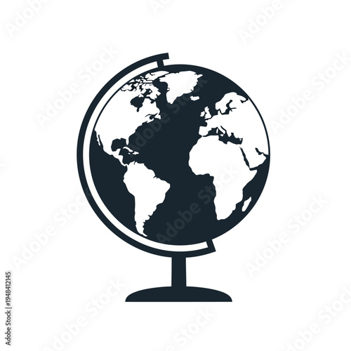 Black and white globe model earth.