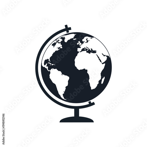 Black and white globe model earth.