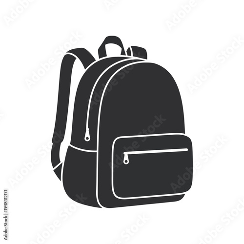 Black backpack with white outline details.