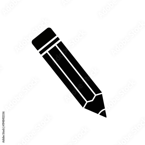 Black pencil icon with white lines.