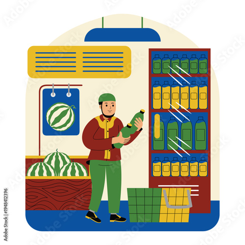 Man Shopping for Groceries in a Supermarket