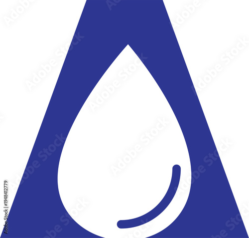 Minimalist Letter Monogram with Water Droplet for Fluid and Aqua Branding.