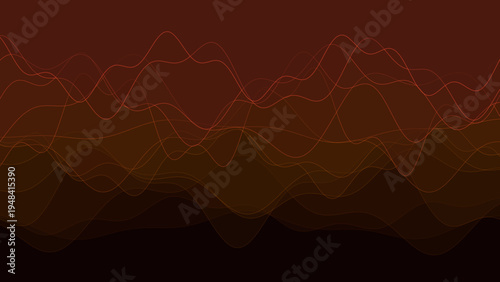 Abstract red brown undulating waves dynamic data visualization background