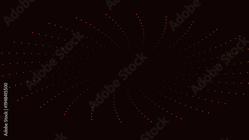 Abstract futuristic background with red glowing dots forming a curved vortex or hyperspace tunnel