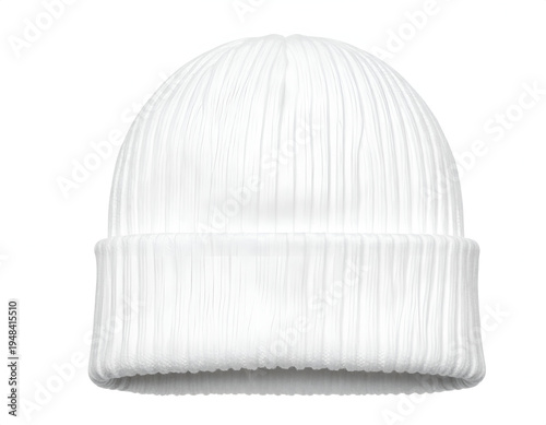 Plain ribbed knit winter hat, clean, isolated on white