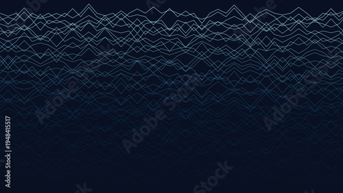 Abstract Sound Wave Visualization Thin Lines on Dark Blue Gradient