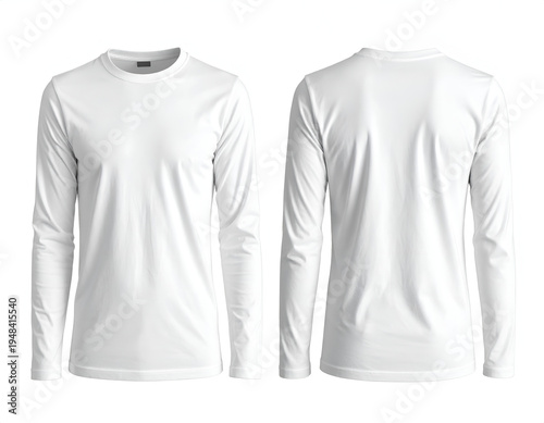 Clean white long-sleeve shirt, front and back view
