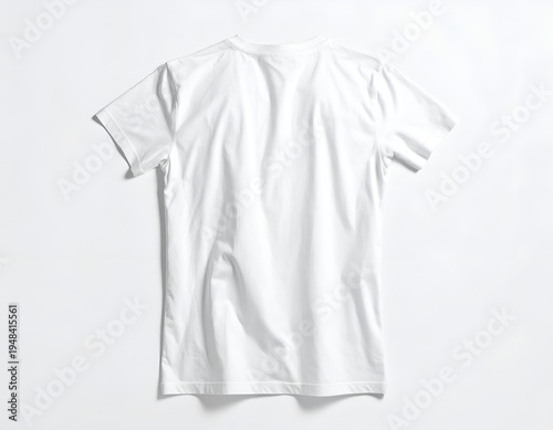 White short-sleeved shirt, back view, clean, minimalist, studio light