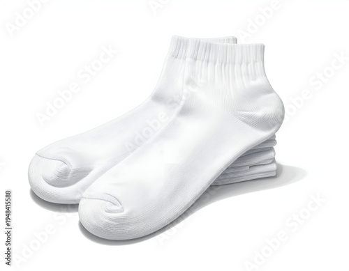 Two white ankle socks, one loose, one stacked