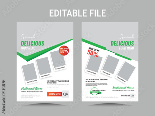 Restaurant menu flyer template with discount offer Template design, Tasty Food Promotion Social Media Flyer Template