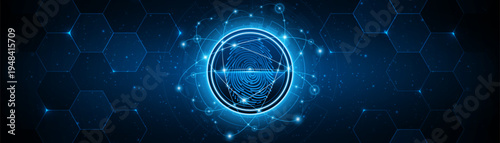 Abstract technology circuit board background. Fingerprint scanning cybersecurity concept. modern technology innovation concept background