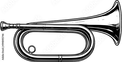 Bugle Silhouette Brass Musical Instrument Vector Icon