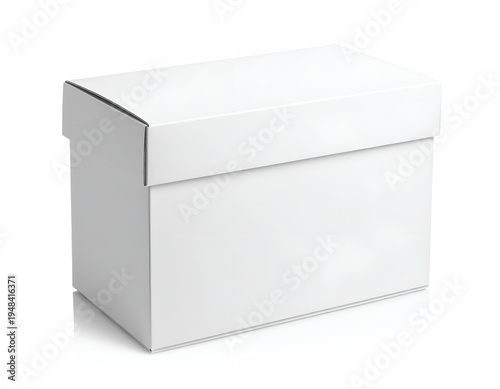 Simple white storage box with hinged lid, clean design