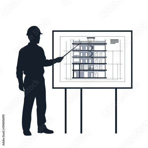 Man presenting building design plans.