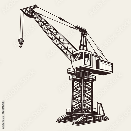 Black and white construction crane monochrome