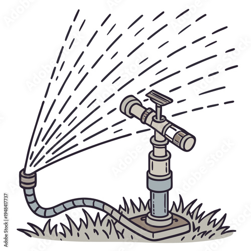 Of a sprinkler watering lawn grass irrigation