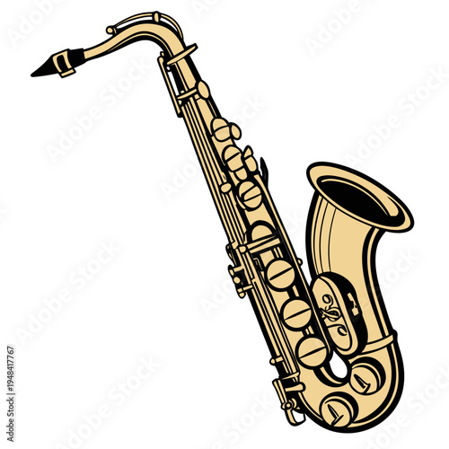 Gold saxophone on white background isolated music