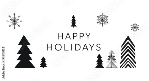 Black and white Christmas trees icons.