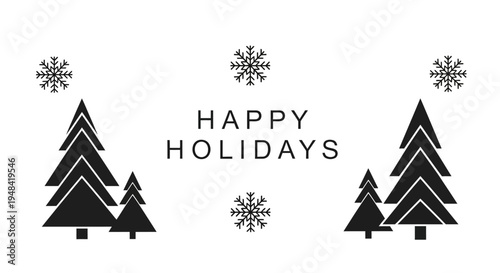 Black and white Christmas trees icons.