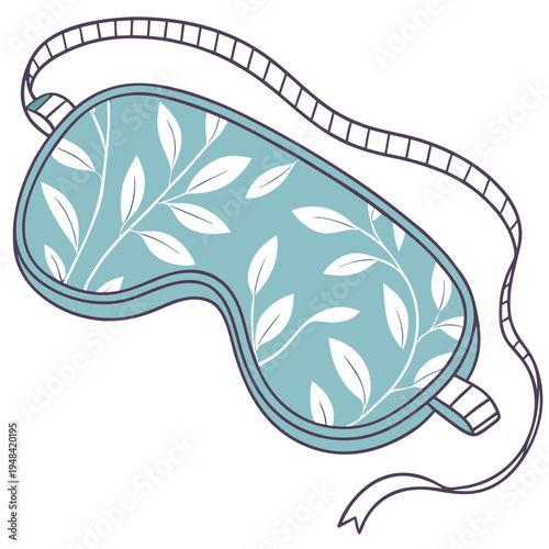 Light blue sleep mask with leaf pattern eye mask white leaves