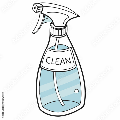Cleaning spray bottle label cartoon