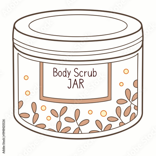 Body scrub jar with leaves skincare beauty