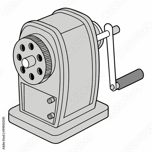 Gray pencil sharpener on white background office supplies school supplies