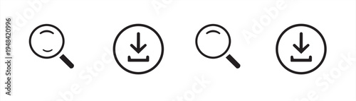 Black Download icon. Search button Collection. Download files icons vector. simple download icon isolated on white background. File illustration eps 10