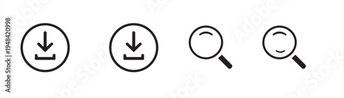 Black Download icon. Search button Collection. Download files icons vector. simple download icon isolated on white background. File illustration eps 10