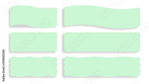 set of green and yellow sticky notes Floating white book on transparent background.