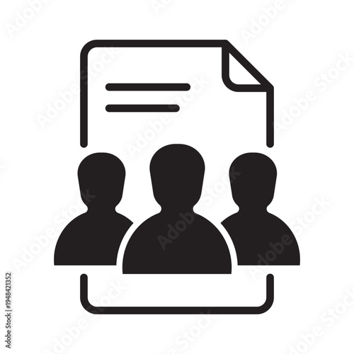Human resources management icon featuring group profile silhouettes document paper file for company employee staff lists