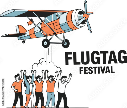 Vintage Biplane Illustration for Flugtag Festival Poster Design
