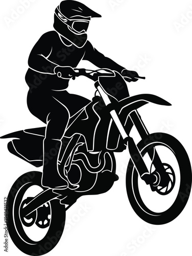 Motocross Rider Performing Mid Air Trick on Dirt Bike   Dynamic Action Silhouette