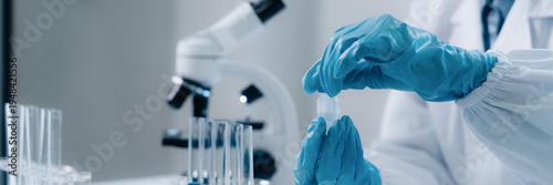 Scientists perform biochemical experiments in a lab for health care solutions